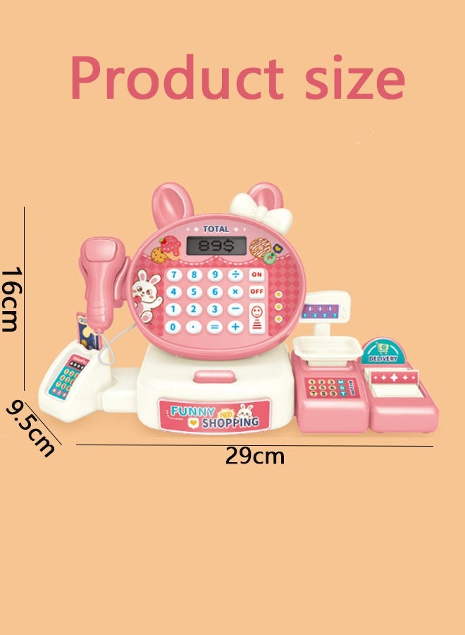 Aikenn Smart Cash Register Toy Cash Register With Calculator Toy Multi-Function Simulated Cash Register Toy Role Play Electric Cash Register Play House Cash Register Supermarket Cash Register Toy With Light And Music Suitable For Children Over 3 Years Old (Pink) - Image 2