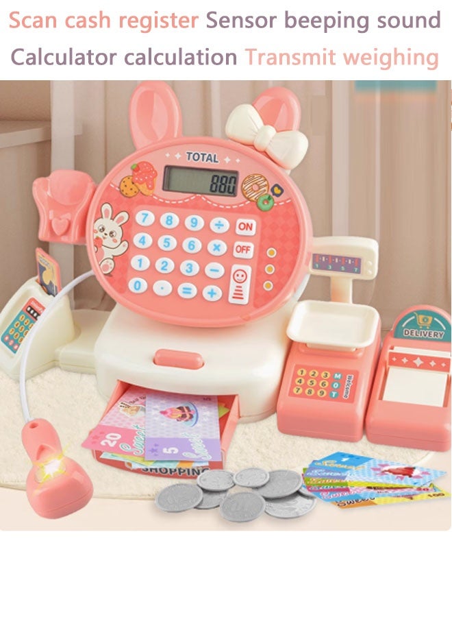 Aikenn Smart Cash Register Toy Cash Register With Calculator Toy Multi-Function Simulated Cash Register Toy Role Play Electric Cash Register Play House Cash Register Supermarket Cash Register Toy With Light And Music Suitable For Children Over 3 Years Old (Pink) - Image 3