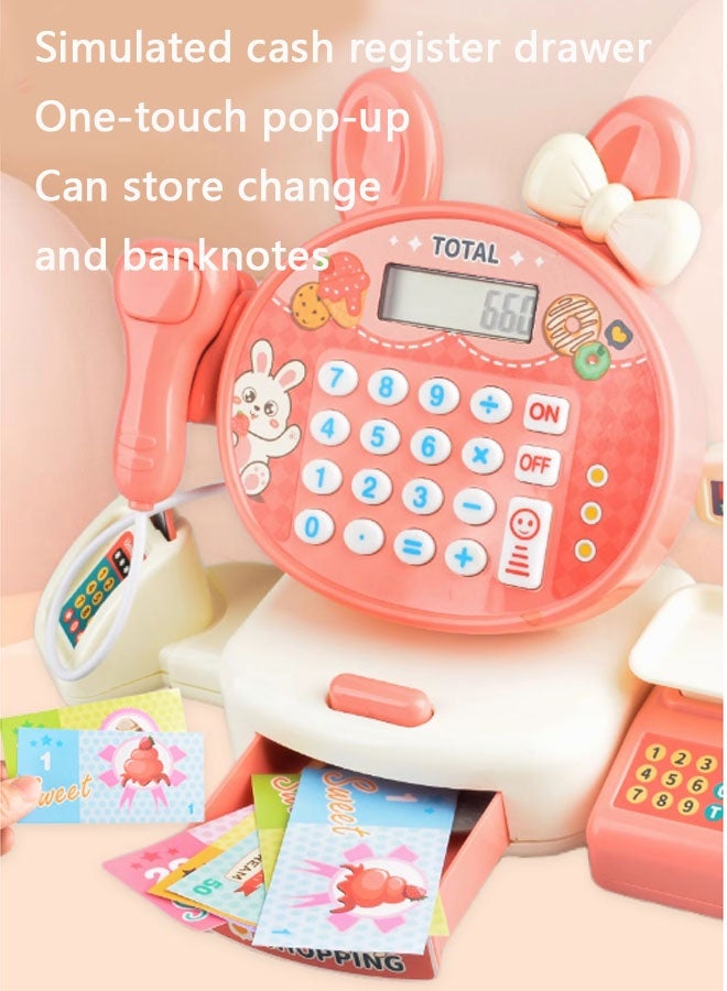 Aikenn Smart Cash Register Toy Cash Register With Calculator Toy Multi-Function Simulated Cash Register Toy Role Play Electric Cash Register Play House Cash Register Supermarket Cash Register Toy With Light And Music Suitable For Children Over 3 Years Old (Pink) - Image 4
