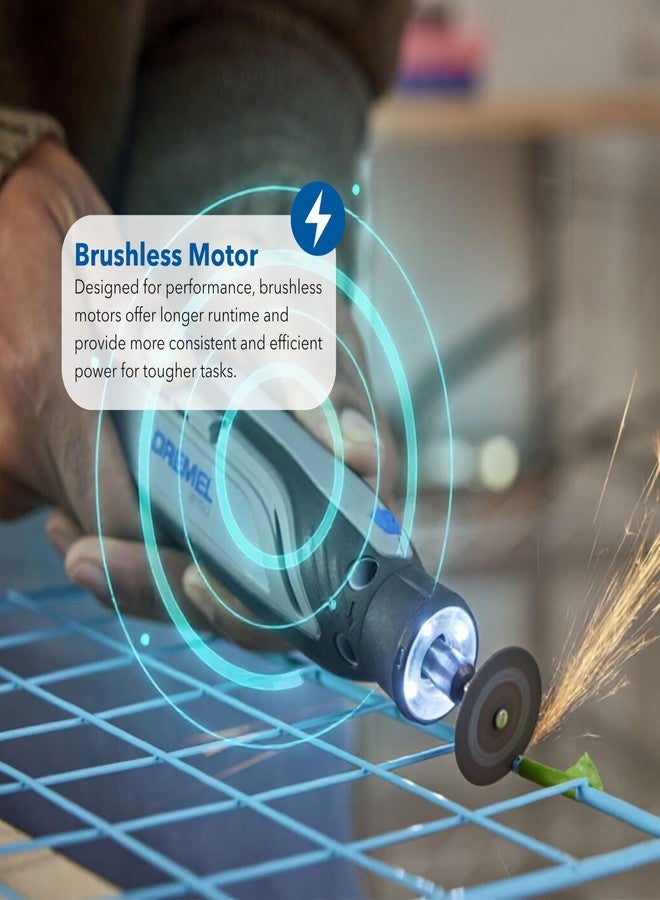 درمل مجموعة أدوات دوارة لاسلكية Dremel 8150 8 فولت مع محرك بدون فرشاة ومصباح عمل LED - سرعة متغيرة، قابلة لإعادة الشحن عبر USB-C وتتضمن 20 ملحقًا - Image 4