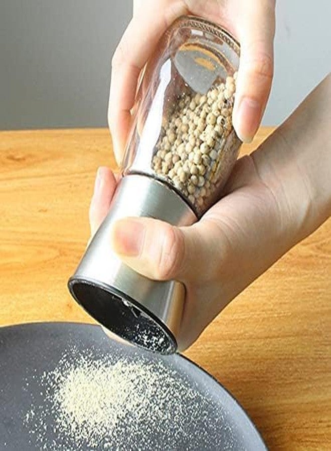 MOKIGA Beautiful Stainless Steel Salt & Pepper Grinders Refillable Set Spice Shakers with Adjustable Coarse Mills - Easy Clean Ceramic Grinders Mini Pot Salt and Pepper Shaker Set - Image 2