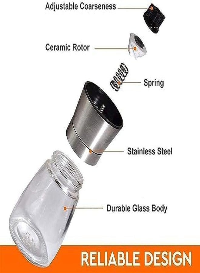 MOKIGA Beautiful Stainless Steel Salt & Pepper Grinders Refillable Set Spice Shakers with Adjustable Coarse Mills - Easy Clean Ceramic Grinders Mini Pot Salt and Pepper Shaker Set - Image 4