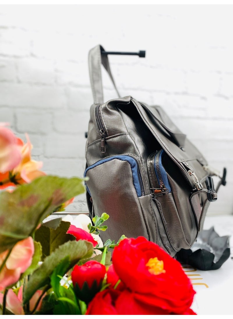 unique crane bags Washed Leather Women's Black Backpack  - Image 2