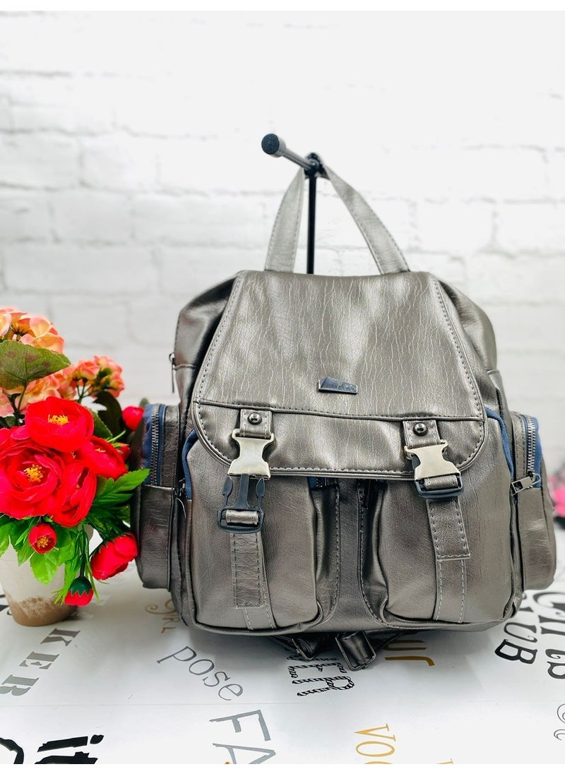 unique crane bags Washed Leather Women's Black Backpack  - Image 1