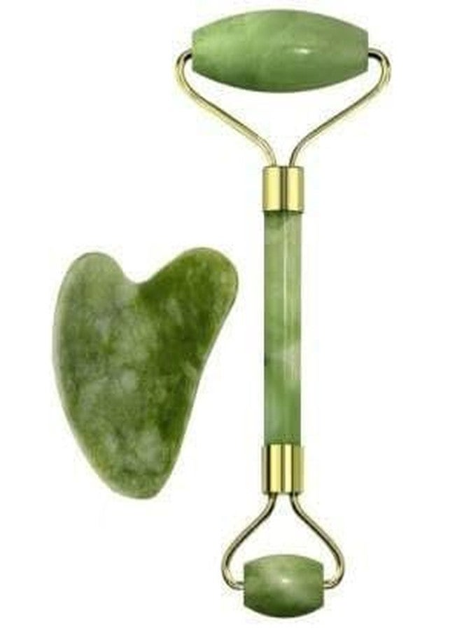 FEDDE Face Jade Roller Set for Facial Massage - Reduces Eye Puffiness and Skincare Routine Green - Image 1