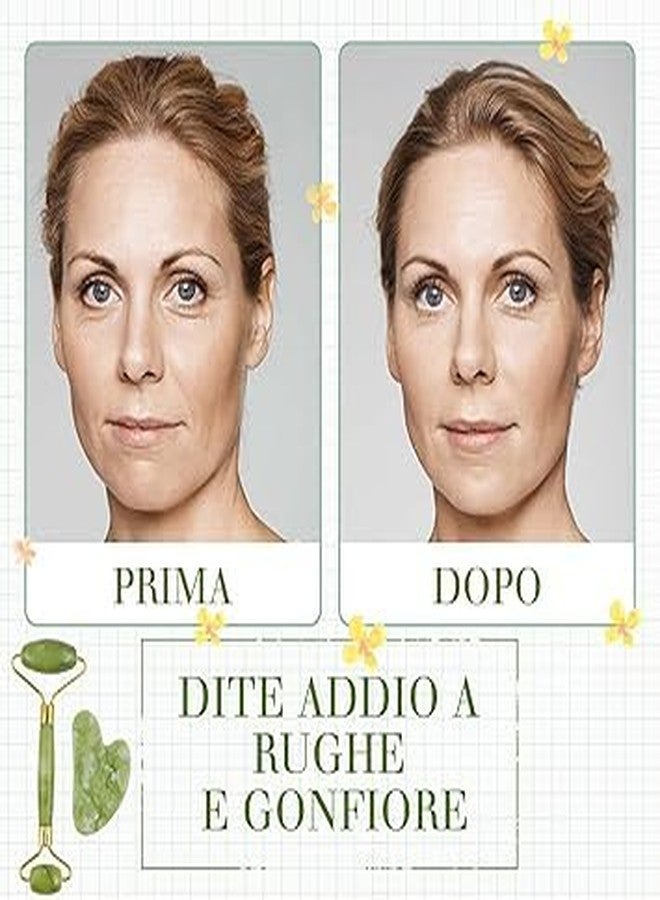 FEDDE Face Jade Roller Set for Facial Massage - Reduces Eye Puffiness and Skincare Routine Green - Image 4