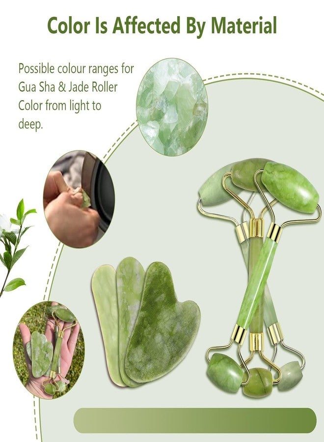 FEDDE Face Jade Roller Set for Facial Massage - Reduces Eye Puffiness and Skincare Routine Green - Image 3