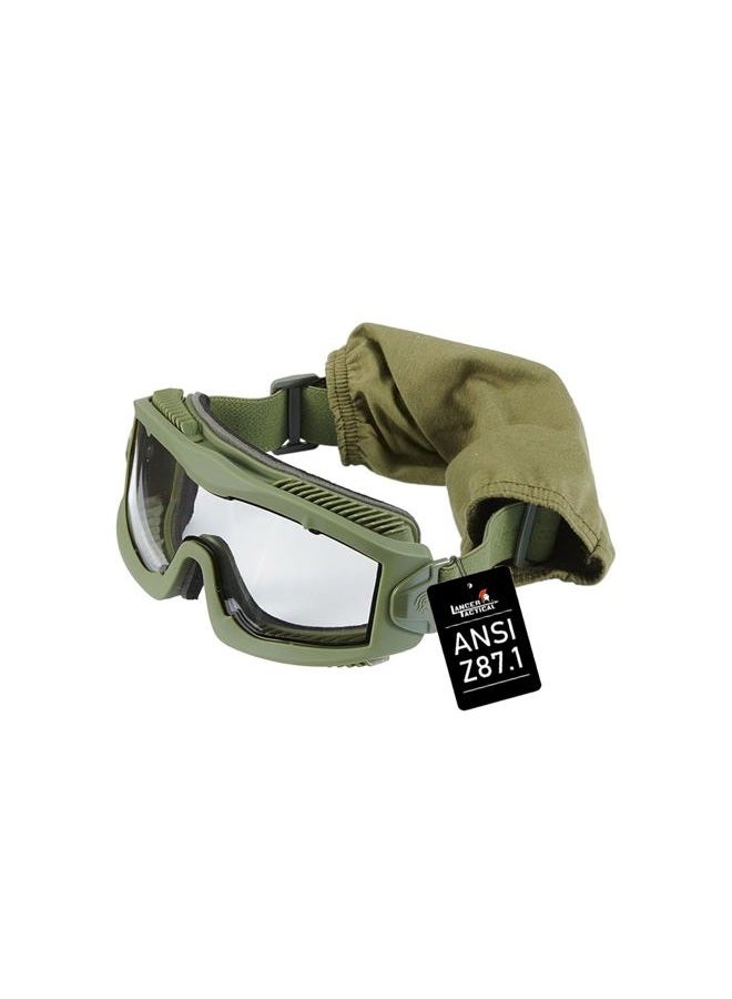 Lancer Tactical Airsoft Safety Goggles, Vented, OD Green - Image 1