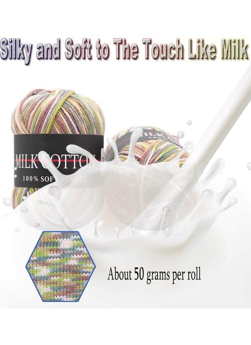 KASTWAVE Crochet Yarn Multicolored, Acrylic Soft Yarn Hand Acrylic Knitting Yarn for Knitting Crochet and Crafts, Great for Garments, Sweaters, Scarves, Hats, and Craft Projects 6Pcs - Image 2