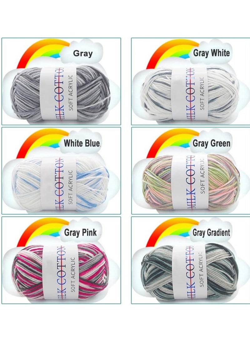 KASTWAVE Crochet Yarn Multicolored, Acrylic Soft Yarn Hand Acrylic Knitting Yarn for Knitting Crochet and Crafts, Great for Garments, Sweaters, Scarves, Hats, and Craft Projects 6Pcs - Image 3