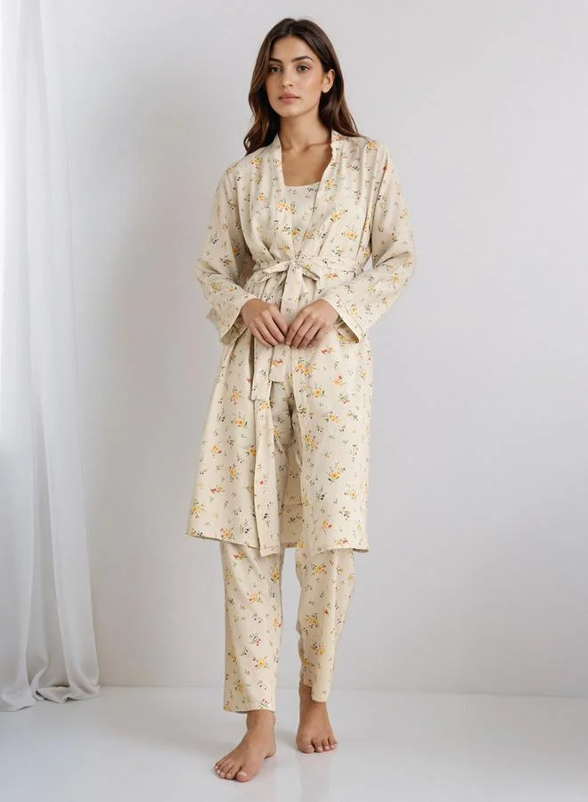 Splash FAV Pyjama Set with Robe Sleeveless Top & Pyjamas