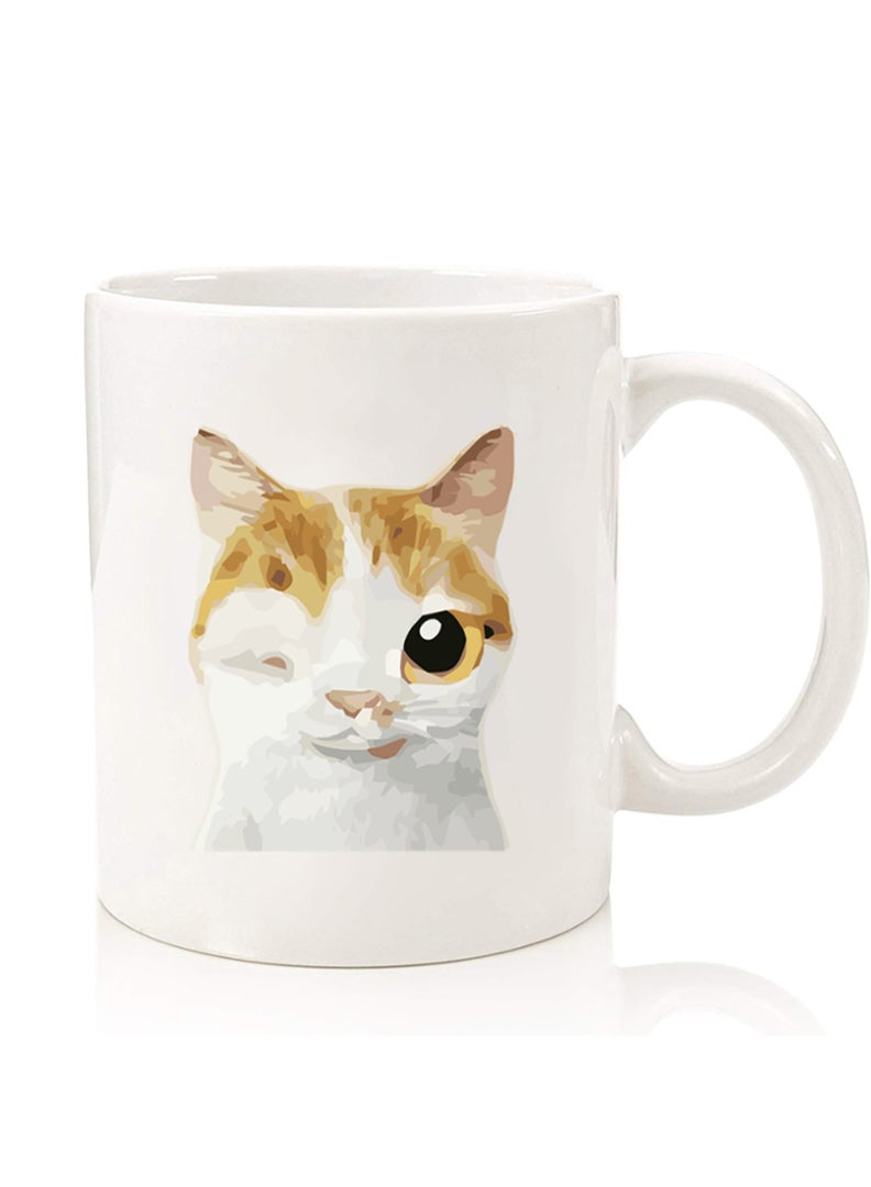 Theodor Premium Quality Two Sided Printed Coffee Mug Tea Cup For Home Office, Kids Men Women Cat Wink - Image 1