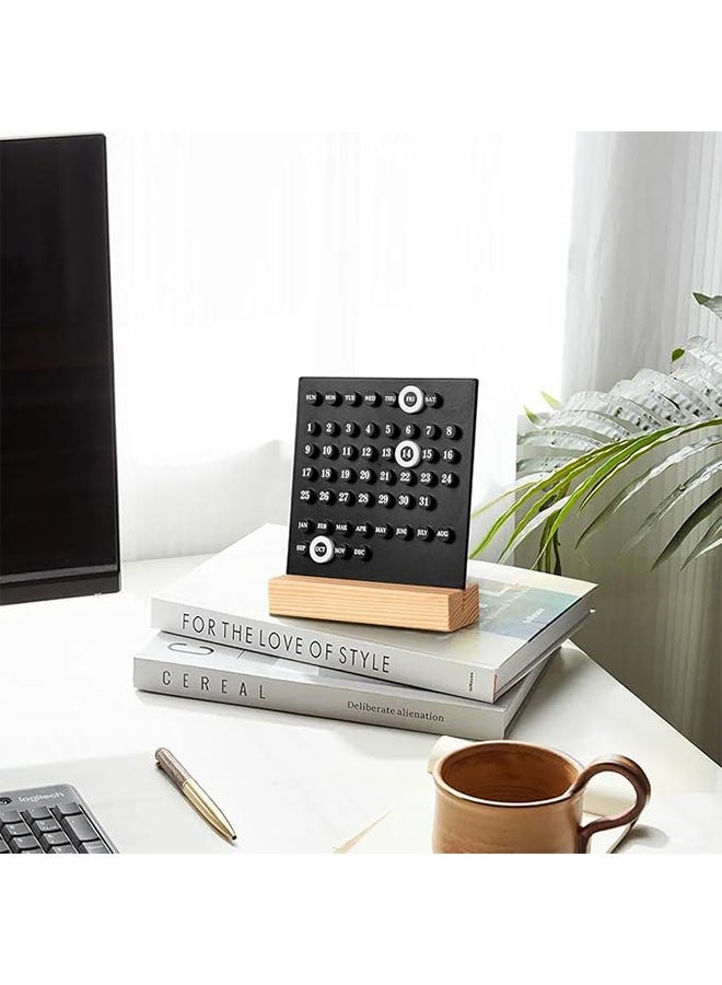MEIKENA Perpetual Calendar, Wooden Calendar for Desk, Stand Acrylic Calendar Desktop Decor for Living Room, Office, Shop, Bar, Desk Wood Calendar Display Week Month Day, Black - Image 5