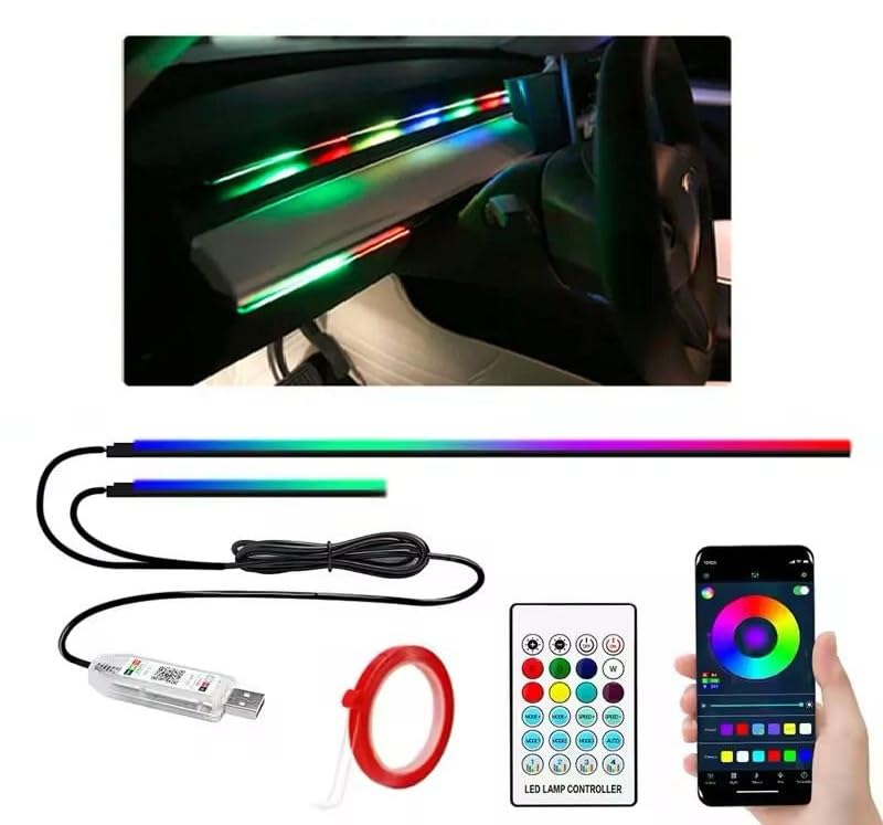 AutoBizarre 110 cm+25 cm 2 in 1 Multicolor Music Controlled Sound Activated Car Interior Decoration Dashboard Ambient Lighting USB K4 Magic Lights with Remote & Mobile Application Control - Image 1