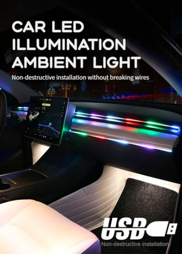 AutoBizarre 110 cm+25 cm 2 in 1 Multicolor Music Controlled Sound Activated Car Interior Decoration Dashboard Ambient Lighting USB K4 Magic Lights with Remote & Mobile Application Control - Image 2