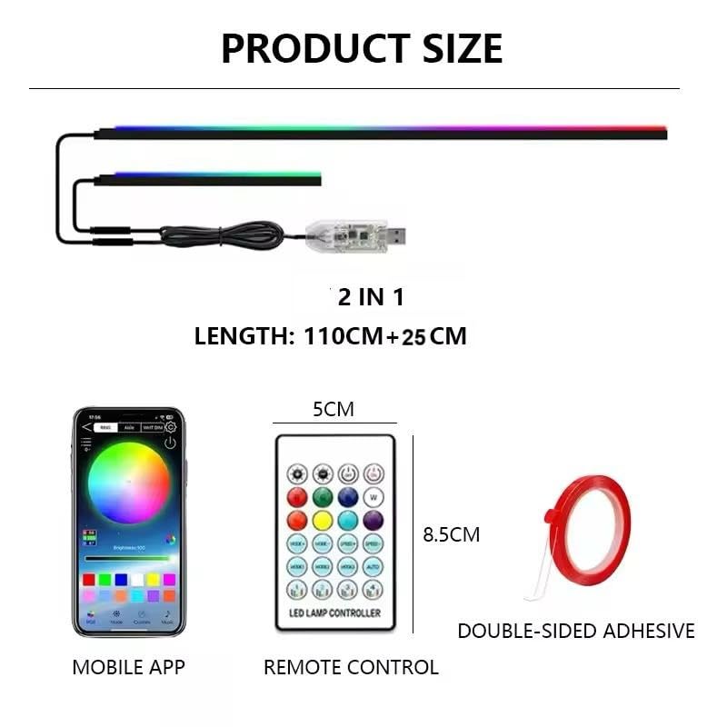 AutoBizarre 110 cm+25 cm 2 in 1 Multicolor Music Controlled Sound Activated Car Interior Decoration Dashboard Ambient Lighting USB K4 Magic Lights with Remote & Mobile Application Control - Image 4