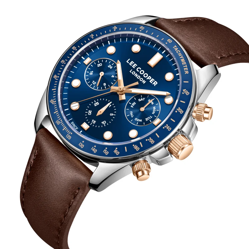 لي كوبر Men's Leather Multi Function Watch LC08233.392 - 23x29,5 mm