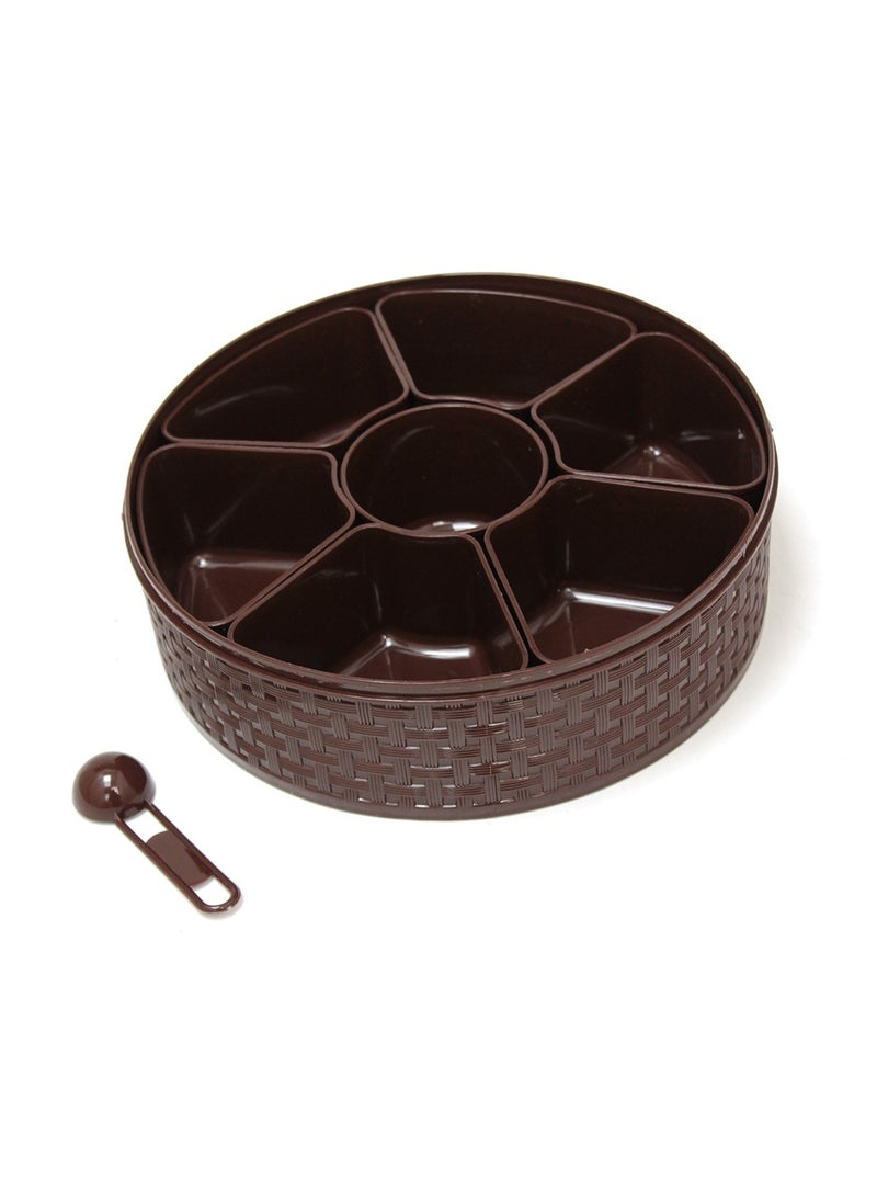 NAKODA - Nebula Spice Box with Spoon – 23cm Diameter, 7cm Height  7 Dividers for Spices, Masalas, and Dry Ingredients Airtight Lid - Image 1