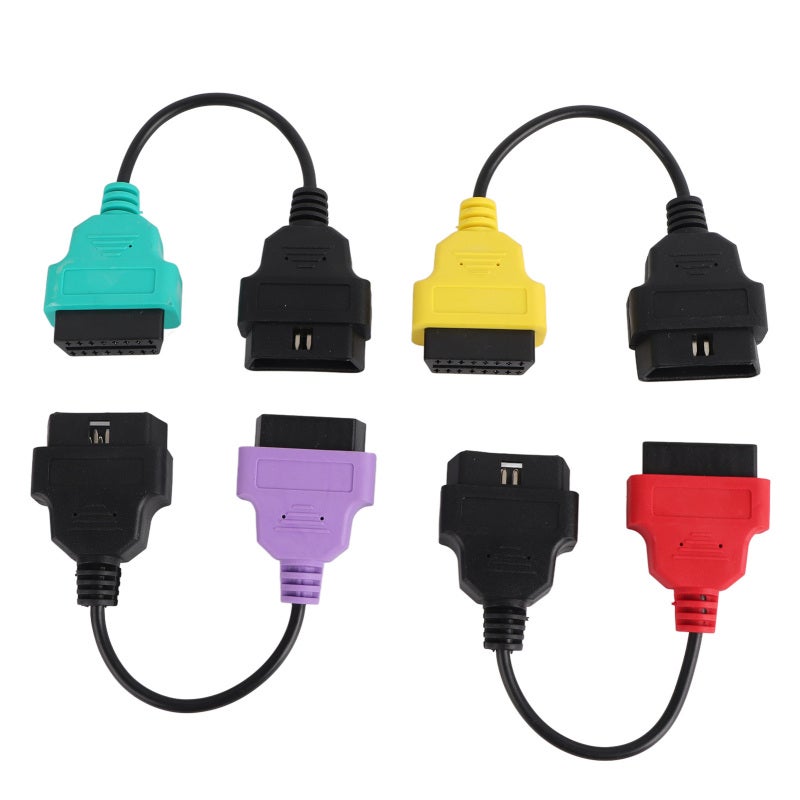 OBD2 Scanner Diagnostic Cable: 4Pcs Color-Coded Connectors - ECU Scan Access For Fiat Vehicles, ABS Power Steering SRS Low Speed CAN Electric Hood Systems - Image 1