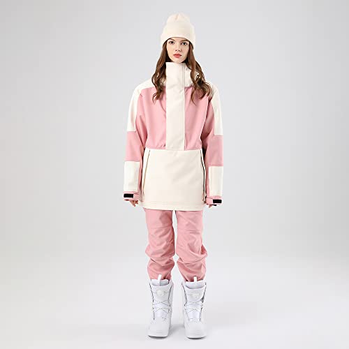 SEARIPE Women Ski Jacket and Pants Set Waterproof Hood Ski Suits Windproof Snowsuits for Winter Sports(T2152,PK+WT,XS) - Image 2