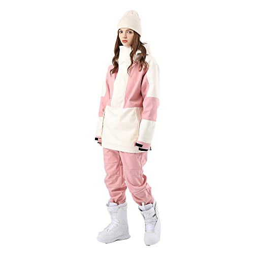 SEARIPE Women Ski Jacket and Pants Set Waterproof Hood Ski Suits Windproof Snowsuits for Winter Sports(T2152,PK+WT,XS) - Image 1