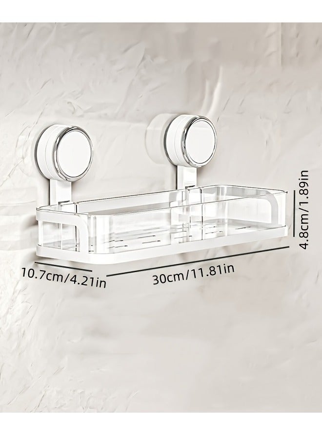 مجموعة من 2 رف تخزين متعدد الاستخدامات مثبت على الحائط بدون حفر، مثالي لتنظيم الحمام والمطبخ، رف تخزين، حامل دش، رف موفر للمساحة مناسب لتنظيم العناصر اليومية، هدية رائعة لافتتاح منزل جديد، باللونين الأبيض والأسود - Image 4