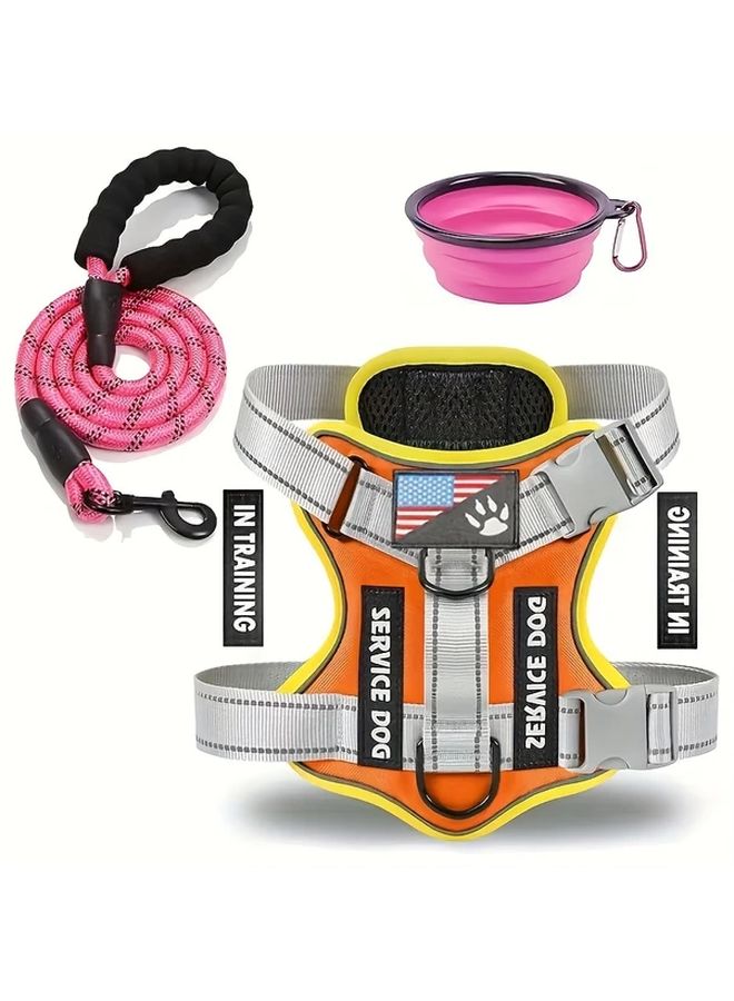حزام الكلب البرتقالي الكبير مع سترة عاكسة وسيطرة عدم السحب للإطلاق السريع - Image 1