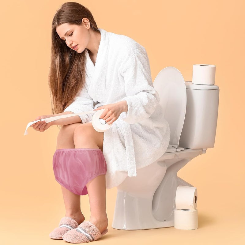 Hoolerry 9 قطع سراويل بلاستيكية مضادة للتسرب للمسنين قابلة للغسل مقاس م وردي - Image 5