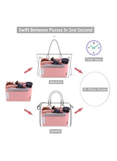 Excefore Purse Organizer, Felt Bag Organizer Purse Organizer, Insert Handbags for Women Closet, for LV Speedy, Neverfull, Graceful, Tote, 30x 13 x 26 CM, Pink  - Image 4