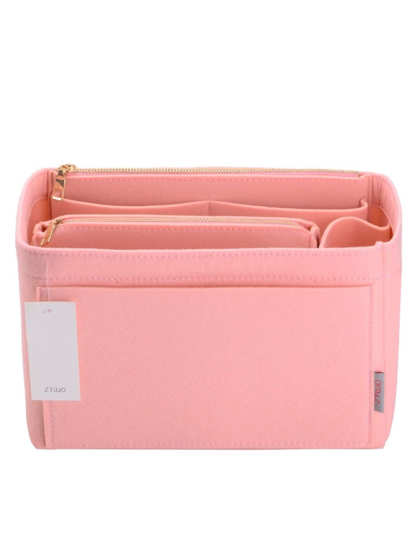 Excefore Purse Organizer, Felt Bag Organizer Purse Organizer, Insert Handbags for Women Closet, for LV Speedy, Neverfull, Graceful, Tote, 30x 13 x 26 CM, Pink  - Image 1
