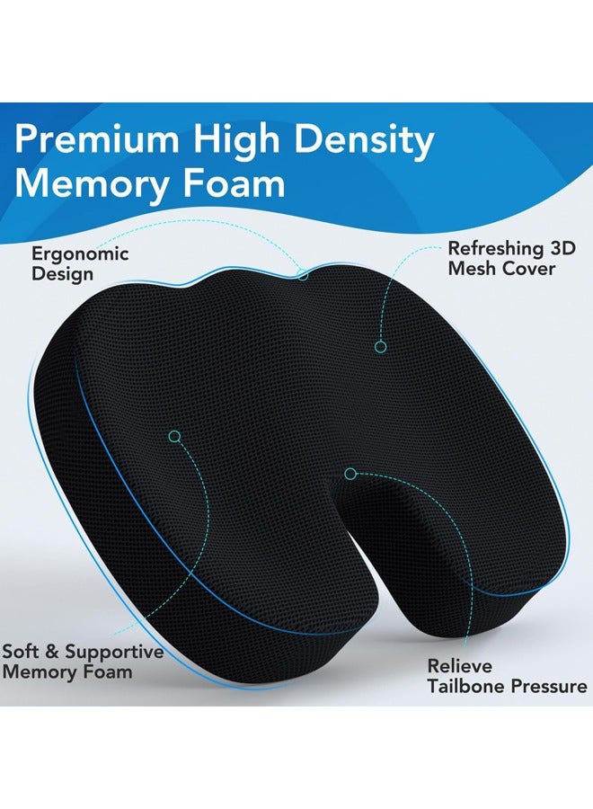Rocket Flyer Seat Cushion, Lumbar Support Pillow Pure Memory Foam Seat Cushion and Lumbar Support Pillow Set Sciatica Lower Back/Coccyx Pain Relief - Ergonomic U-shaped design for office, car, gaming chair  - Image 3