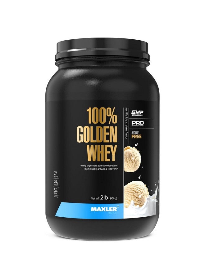 MAXLER Maxler 100% Golden Whey Protein - 24g of Premium Whey Protein Powder per Serving - Pre, Post & Intra Workout - Fast-Absorbing Whey Hydrolysate, Isolate & Concentrate Blend - Vanilla Ice Cream 2 lbs - Image 1