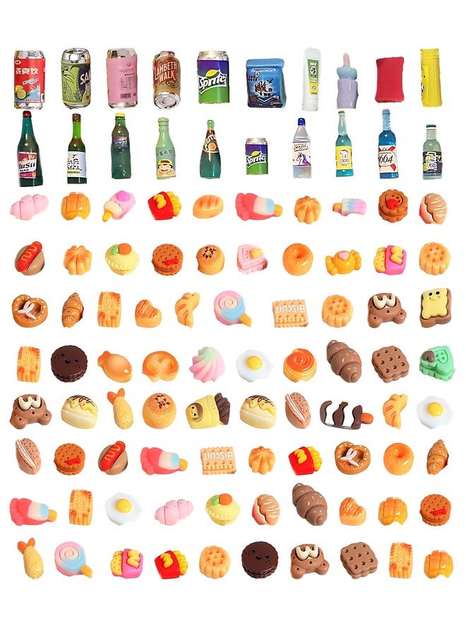 BdelrinQue Miniature Toys, 100PCS Pretend Play Kitchen Set with Miniature Food and Drink, Dollhouse Accessories for Role Play, Tiny House Decoration, Educational Toys for Kids Aged 6-12 - Image 1