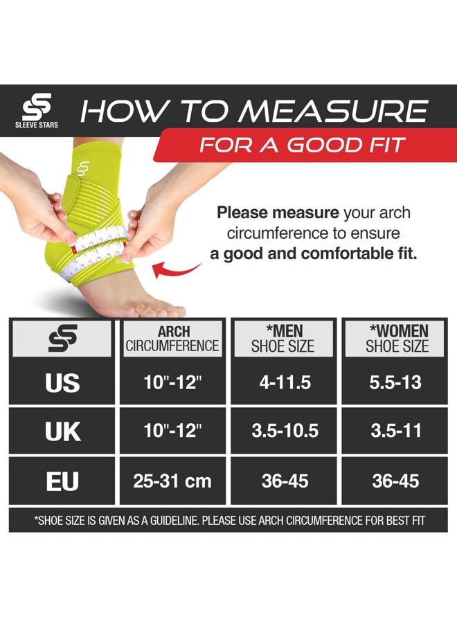 SS SLEEVE STARS Sleeve Stars Ankle Brace for Sprained Ankle, Plantar Fasciitis Relief Ankle Support for Women, Ankle Compression Sleeve w/ Strap (pair/Neon Green)  - Image 5