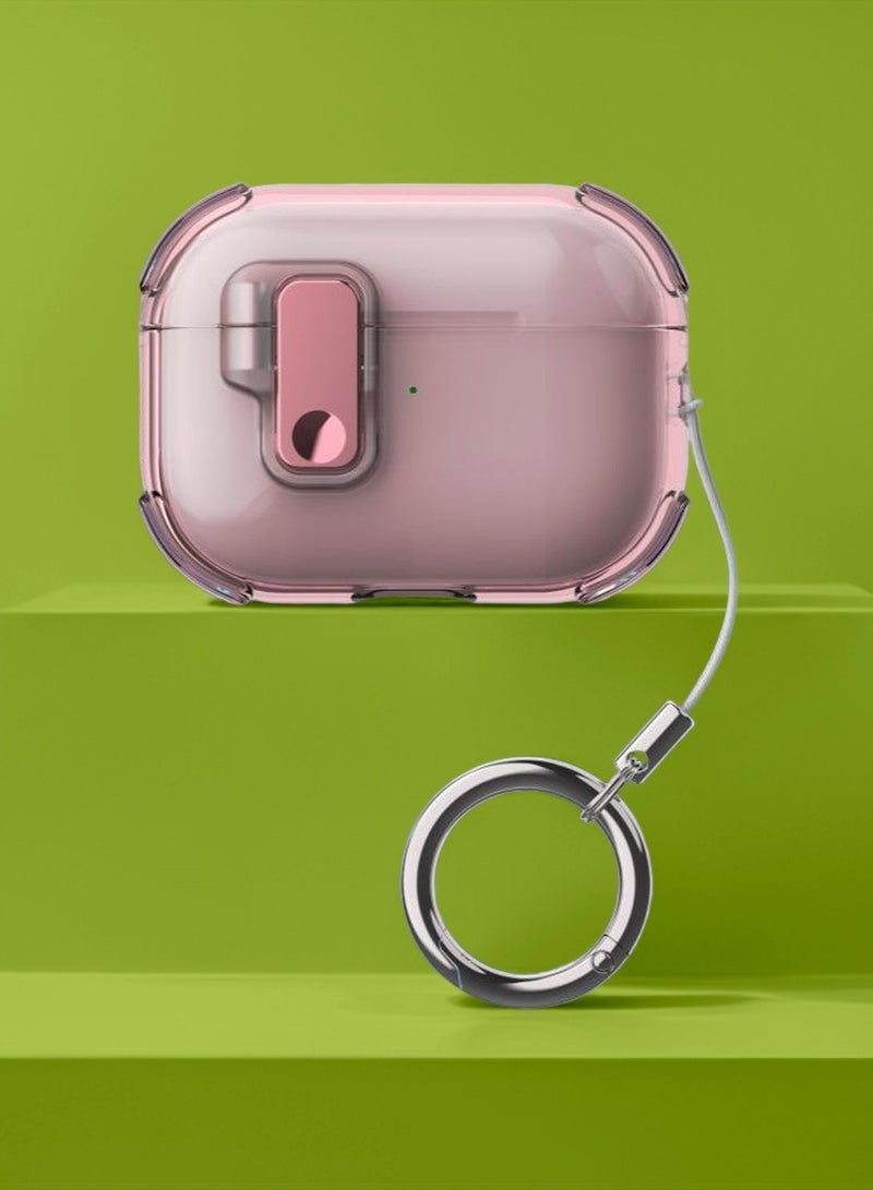 AirPods Pro 2 2022/AirPods Pro 2019 Cover Case with Lock, Drop-proof and Shockproof Protective Case Cover with Keychain for Apple AirPods Pro 2/AirPods Pro for Women Men, Pink - Image 1