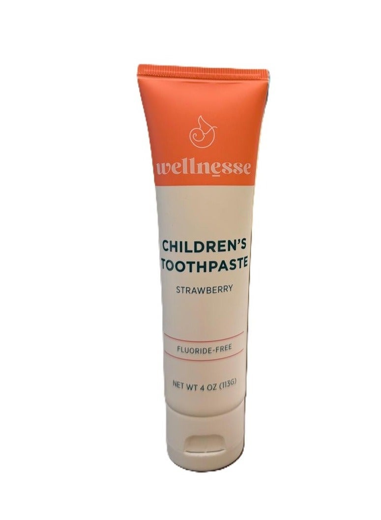 Wellnesse Kids Toothpaste - Fluoride Free Toddler & Kid's Natural Toothpaste, Freshens Breath, Sensory-Friendly Oral Care, Vegan, Strawberry Flavor, 4 oz (Pack of 1) - Image 1