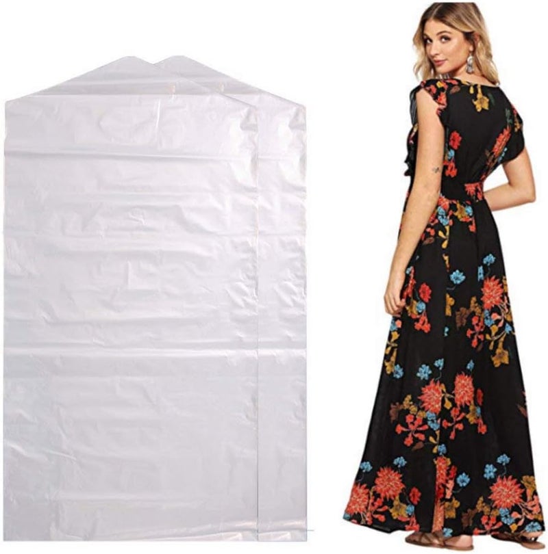 Fangkun 100 Pack Garment Bag Transparent Clothing Dust Cover Storage Bag Suitable for Wedding Dresses Long Skirts Windbreakers Down Jackets 23.6x59 inches - Image 3