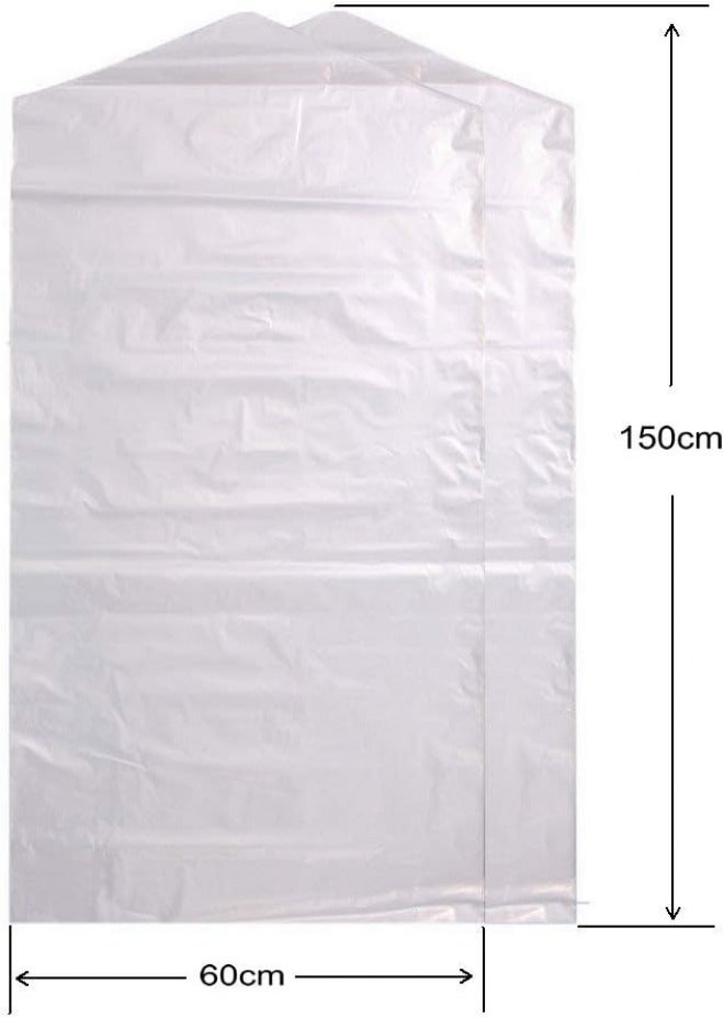 Fangkun 100 Pack Garment Bag Transparent Clothing Dust Cover Storage Bag Suitable for Wedding Dresses Long Skirts Windbreakers Down Jackets 23.6x59 inches - Image 4