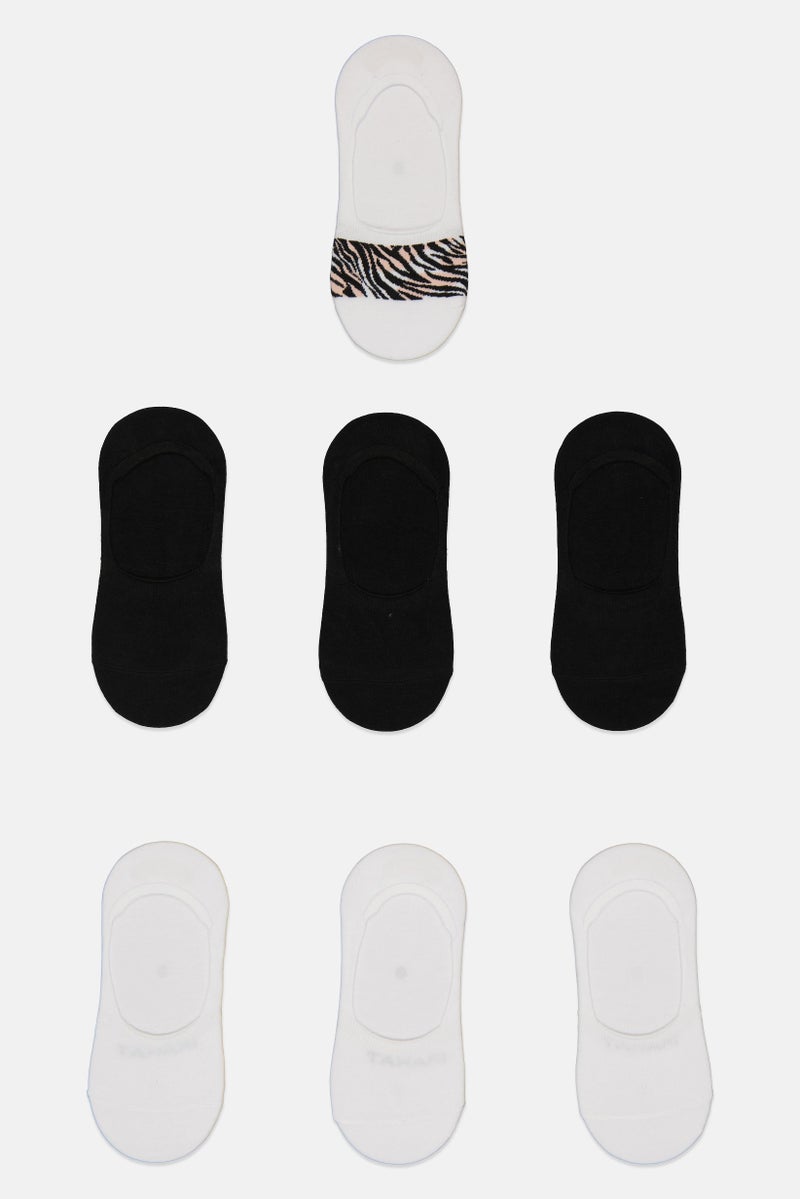 Tahari Women 7 Pairs Cotton Blend Mid Cut Liner Foot Socks, White - Image 1