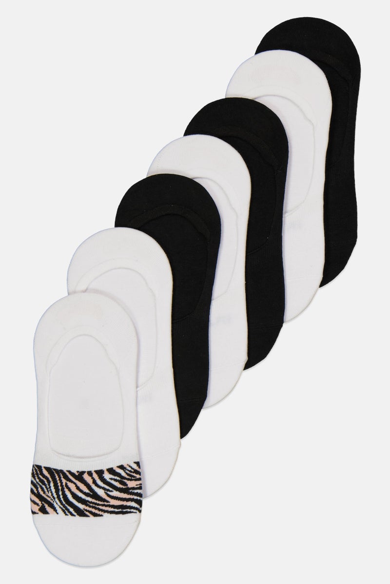 Tahari Women 7 Pairs Cotton Blend Mid Cut Liner Foot Socks, White - Image 2