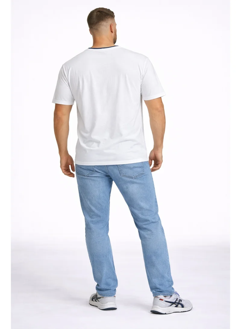 لعب البولو تيشيرت رجالي مطبوع أبيض