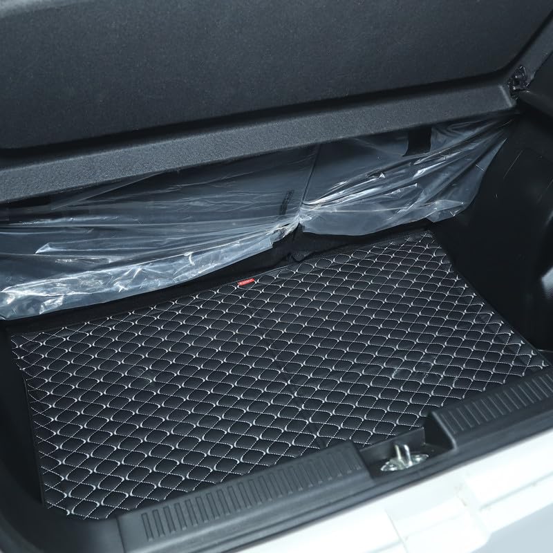 AUTOFIT 3 Layer Heat/Water Proof PU Leatherite Car Trunk/Boot/Dicky Mat for (Black and Silver Leather, KIA CARENS) - Image 1