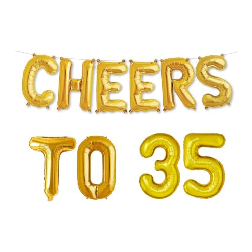 Balloonistics Cheers to Thirthy Five Foil Balloon Combo Number 35 Foil balloon for Birthday and Anniversary - Image 1