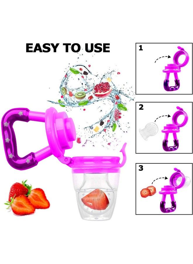 Tinny Tots Baby Pacifier Food Feeder Silicone Fresh Fruit Vegetable Teething Nibbler Feeding Pacifier Bpafree; Selfsoothing Fruit Toy For Toddlers Infants(4 Months+) (Pink Pack Of 1) - Image 4