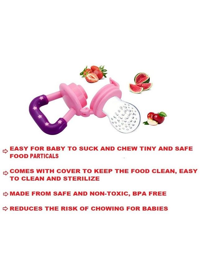 Tinny Tots Baby Pacifier Food Feeder Silicone Fresh Fruit Vegetable Teething Nibbler Feeding Pacifier Bpafree; Selfsoothing Fruit Toy For Toddlers Infants(4 Months+) (Pink Pack Of 1) - Image 3