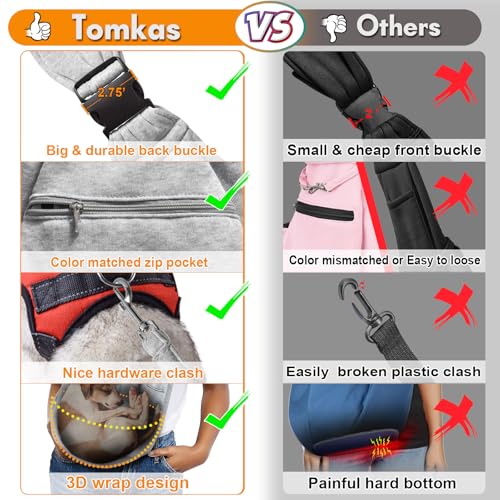 Tomkas Dog Sling Carrier for Small Dogs Puppy Carrier for Small Dogs (Grey, for Pets Weight 2-7 lbs) - Image 3