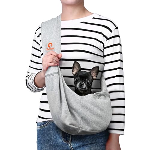 Tomkas Dog Sling Carrier for Small Dogs Puppy Carrier for Small Dogs (Grey, for Pets Weight 2-7 lbs) - Image 1