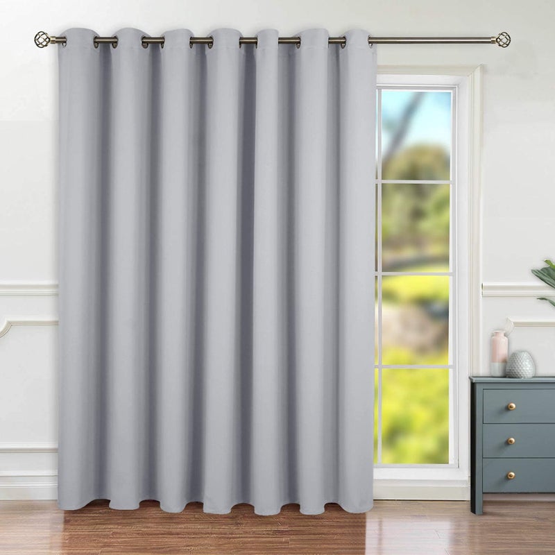 BGment Light Grey Sliding Door Curtain 120 Inch Long  Wide Room Darkening Room Divider Curtain for Bedroom Privacy Themral Insulated Grommet Room Separator Drape 1 Panel 100 X 120