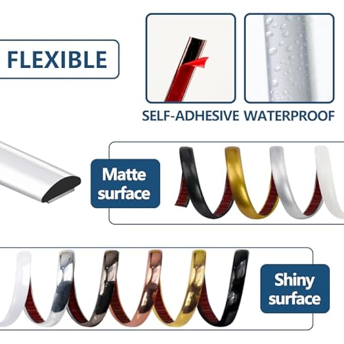 26.2 FT PEEL AND STICK TRIM,FLEXIBLE TRIM MOLDING FOR BACKSPLASH TILE EDGE, SELF-ADHESIVE WALL TRIM FOR CORNER, FRAME DECOR WHITE(PAINTABLE) - Image 3