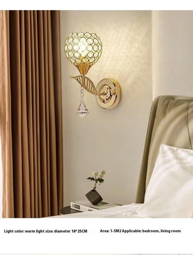 yongsheng Ball Bedside Wall Lighting Fixture, Gold Metal Spherical Wall Lamp with Crystal Lampshade, Without light source，Ball Shape LED Wall Light 18x25cm  - Image 2